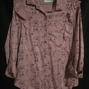 Delicate Floral Ruffle Blouse